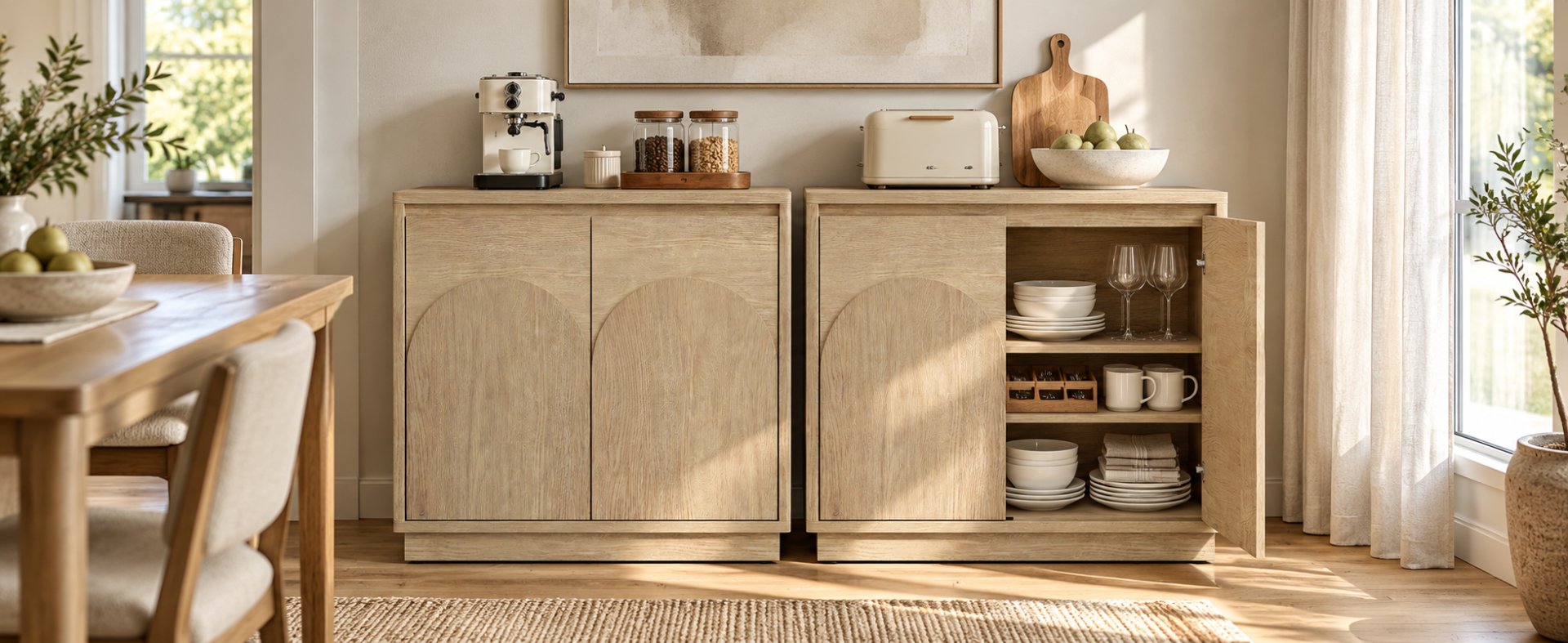 Arched 2-Door Cabinet in Dining Room