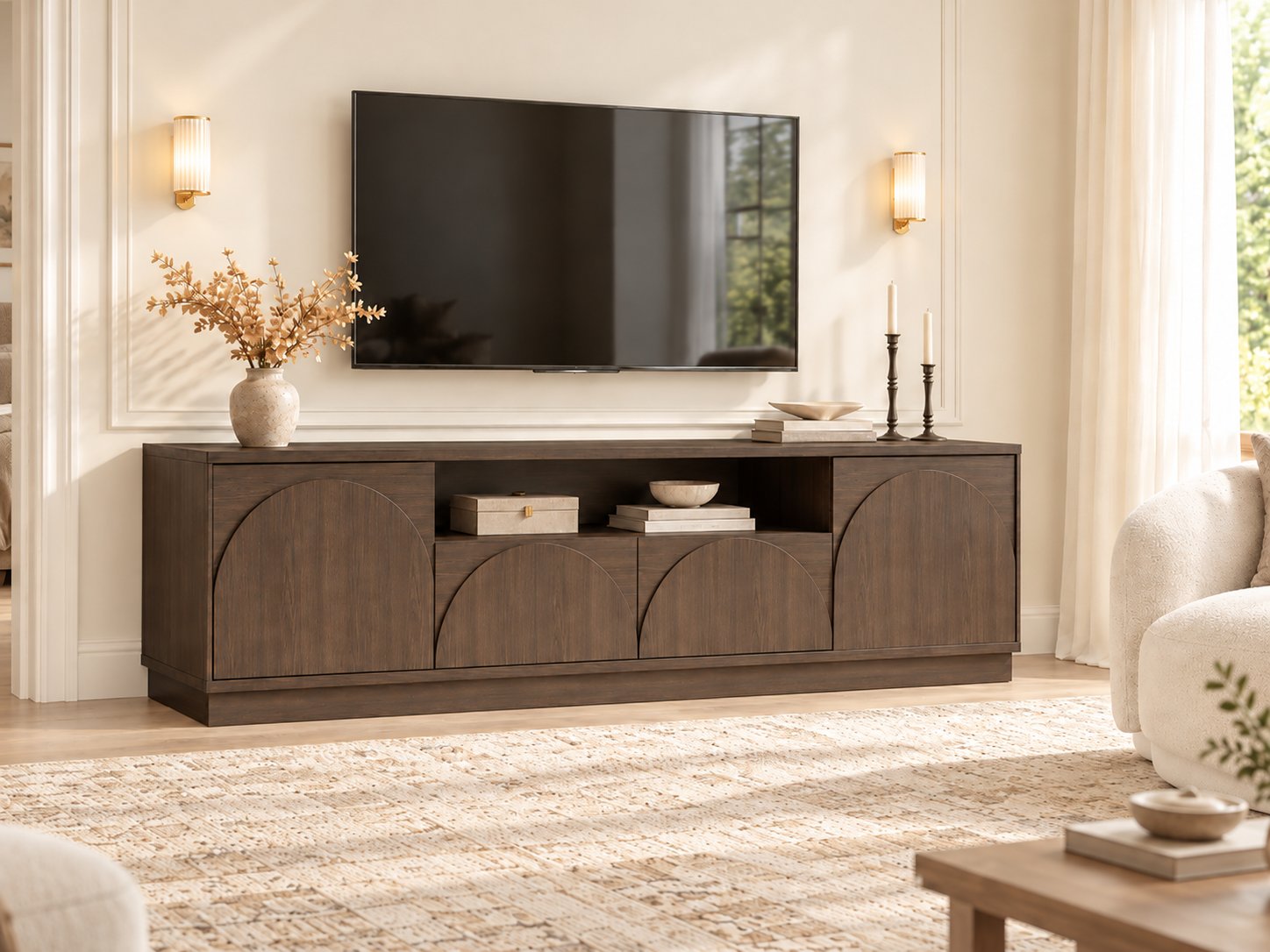 Arched TV Stand in Living Room