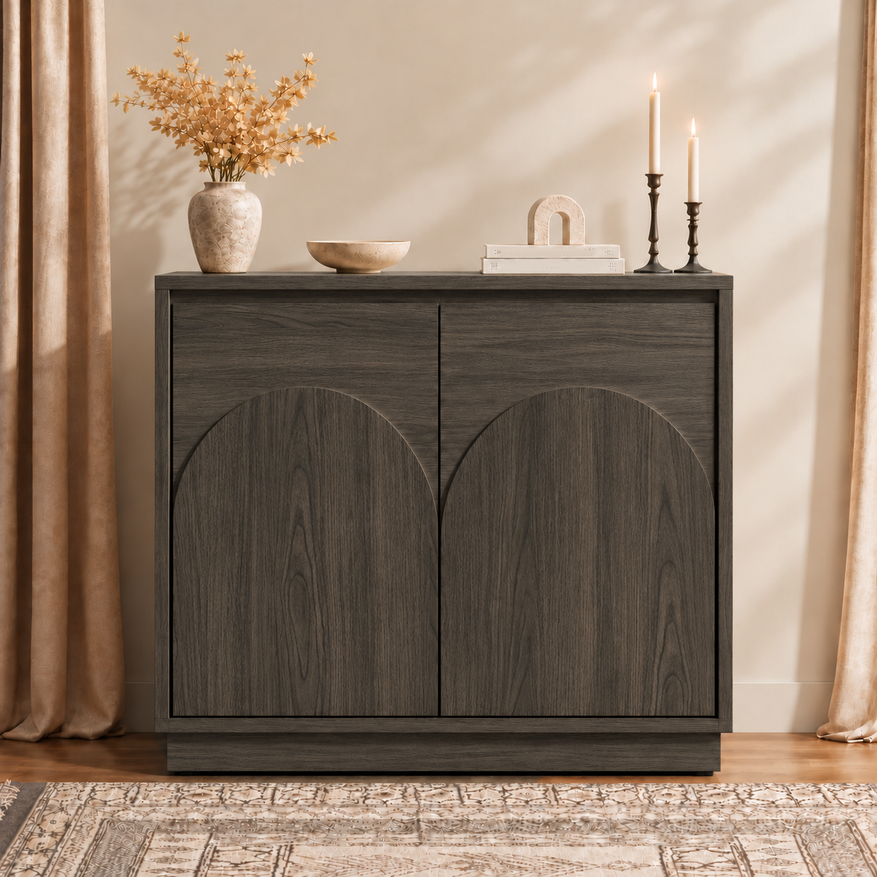 Arched 2-Door Cabinet, Smoky Taupe
